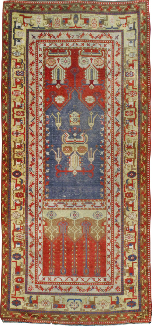Rare Antique Silk Turkish Kayseri Rug, No.17019 - Staging
