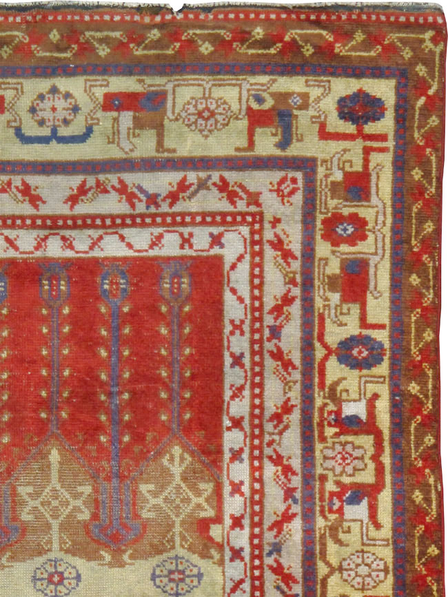 Rare Antique Silk Turkish Kayseri Rug, No.17019 - Staging