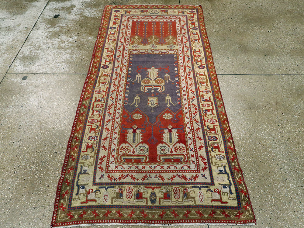 Rare Antique Silk Turkish Kayseri Rug, No.17019 - Staging