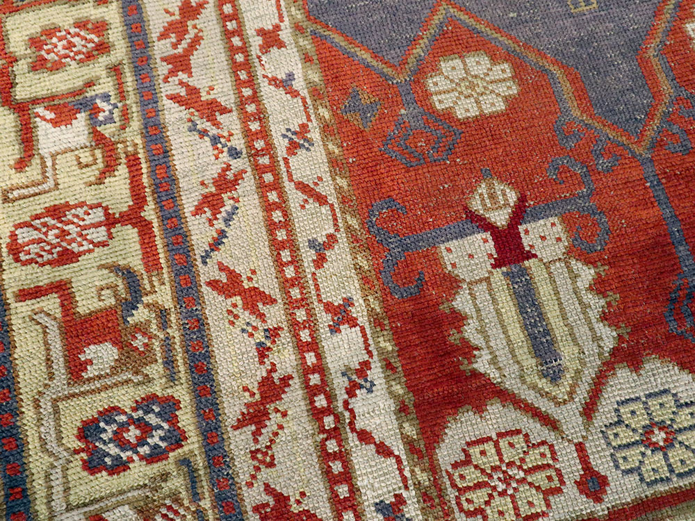 Rare Antique Silk Turkish Kayseri Rug, No.17019 - Staging