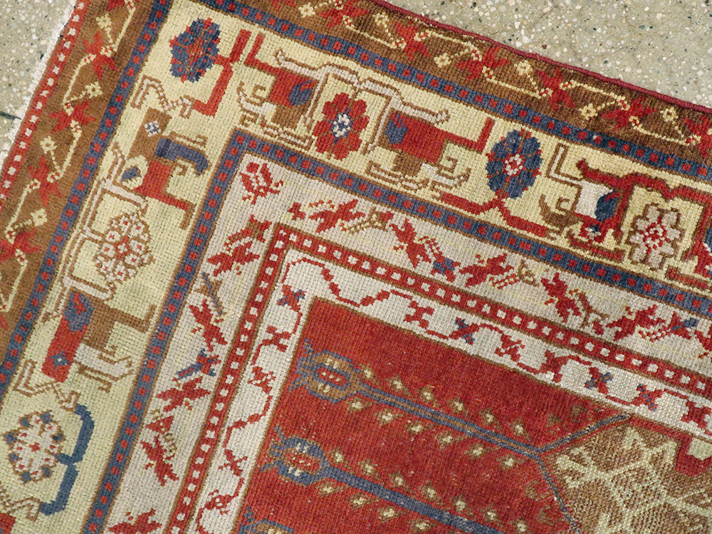 Rare Antique Silk Turkish Kayseri Rug, No.17019 - Staging