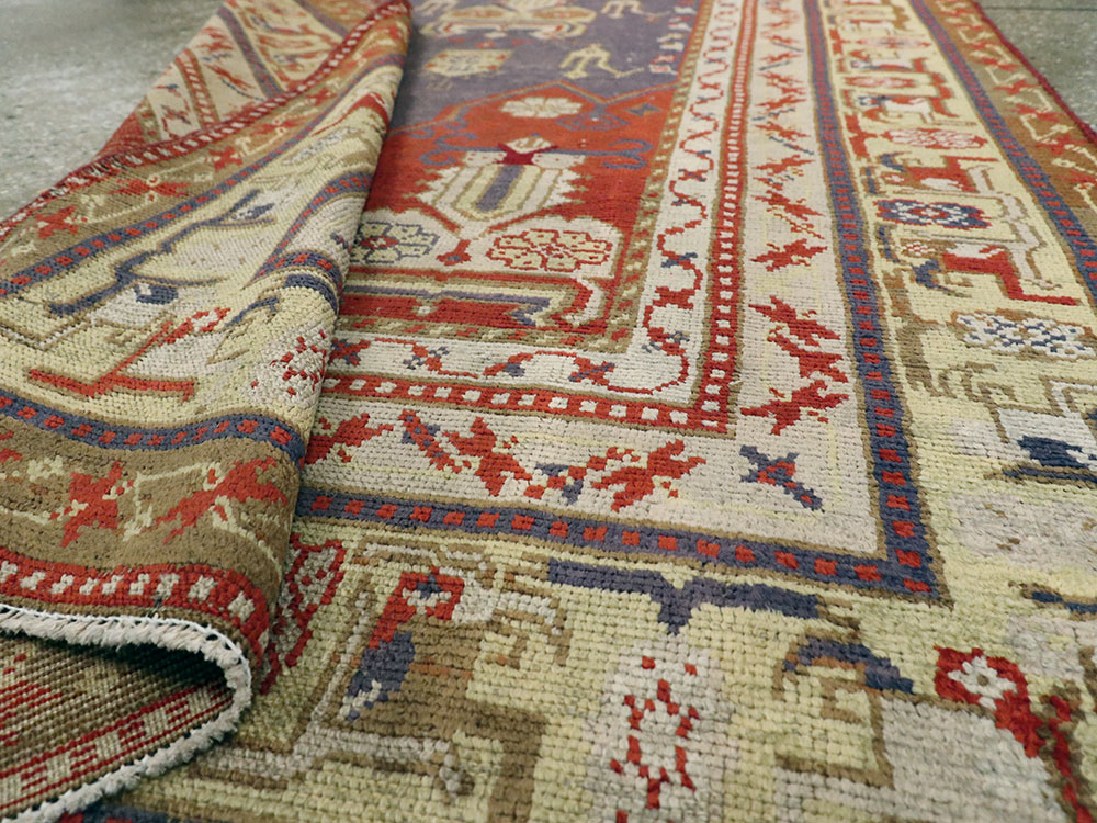 Rare Antique Silk Turkish Kayseri Rug, No.17019 - Staging