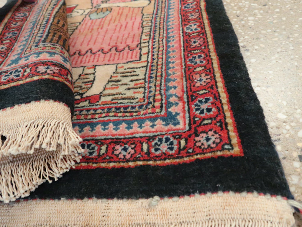 Vintage Persian Mashad Pictorial Rug (Pair: 2 of 2), No.17021 - Staging