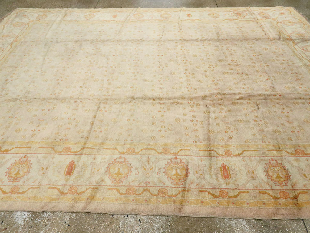 Antique Turkish Oushak Carpet, No.17077 - Staging