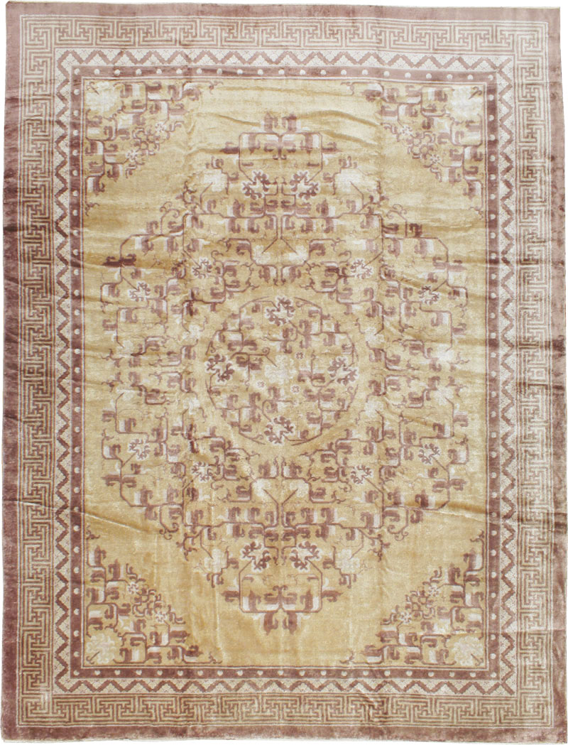 Vintage Chinese Peking Silk Carpet, No.17079 - Staging