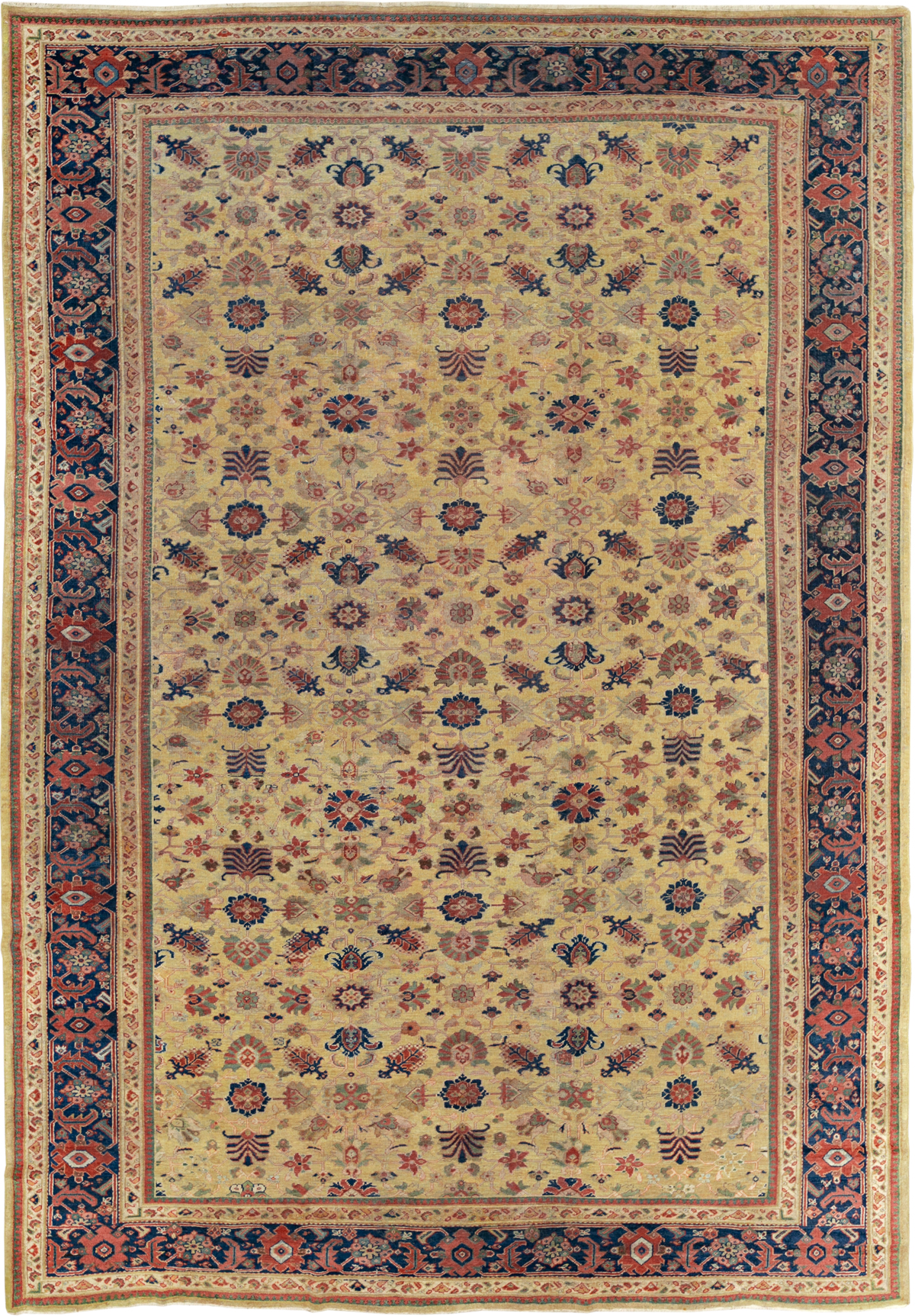 Antique Persian Mahal Large Room Size Carpet, No.17132 - Staging