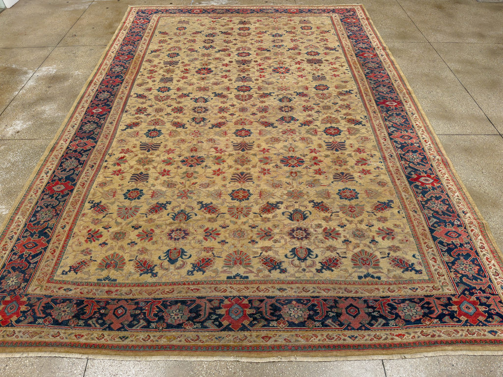 Antique Persian Mahal Large Room Size Carpet, No.17132 - Staging