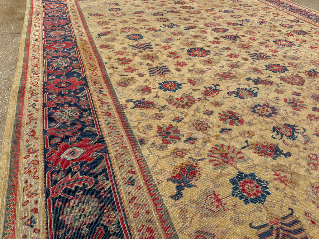 Antique Persian Mahal Large Room Size Carpet, No.17132 - Staging