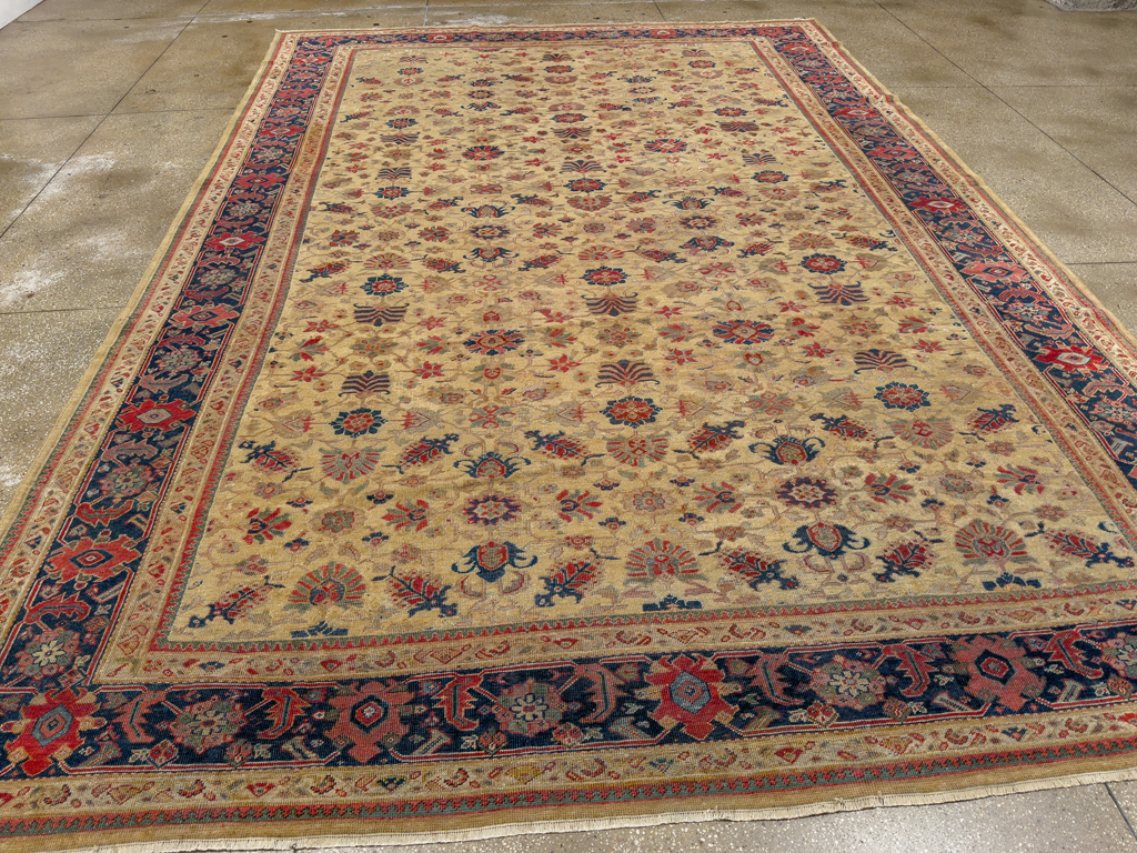Antique Persian Mahal Large Room Size Carpet, No.17132 - Staging