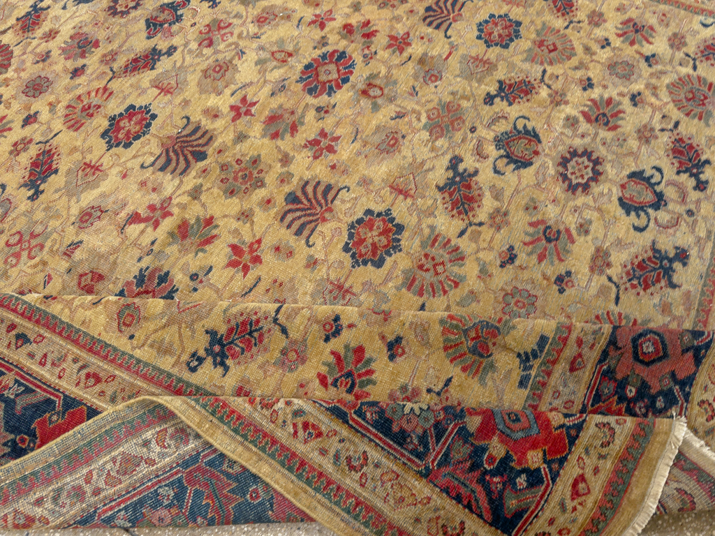 Antique Persian Mahal Large Room Size Carpet, No.17132 - Staging