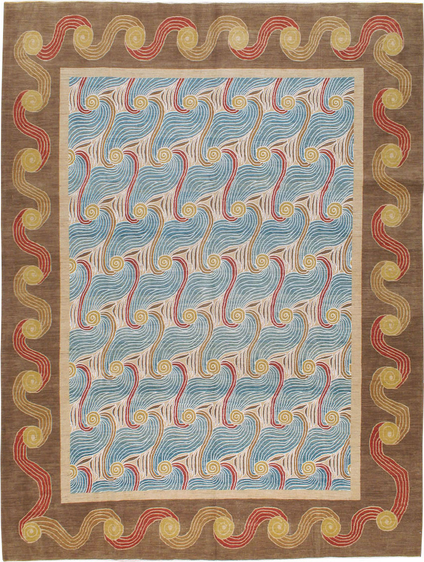 Modern Persian Tabriz Room Size Carpet, No.17161 - Staging