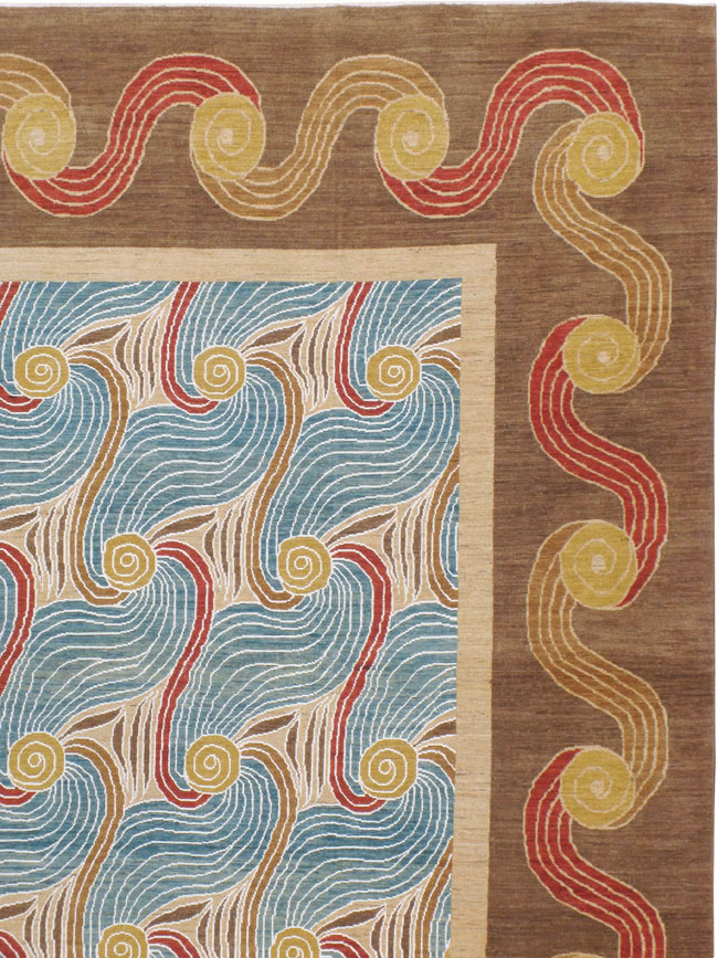 Modern Persian Tabriz Room Size Carpet, No.17161 - Staging