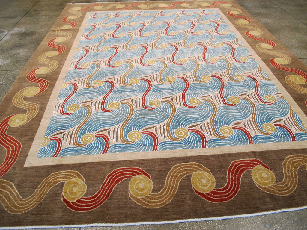 Modern Persian Tabriz Room Size Carpet, No.17161 - Staging