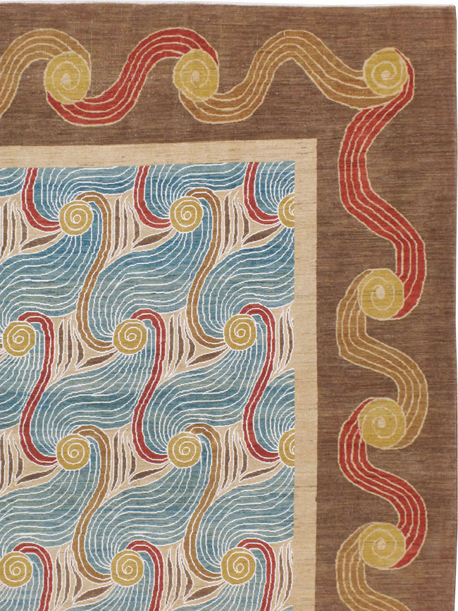 Modern Persian Tabriz Room Size Carpet, No.17161 - Staging