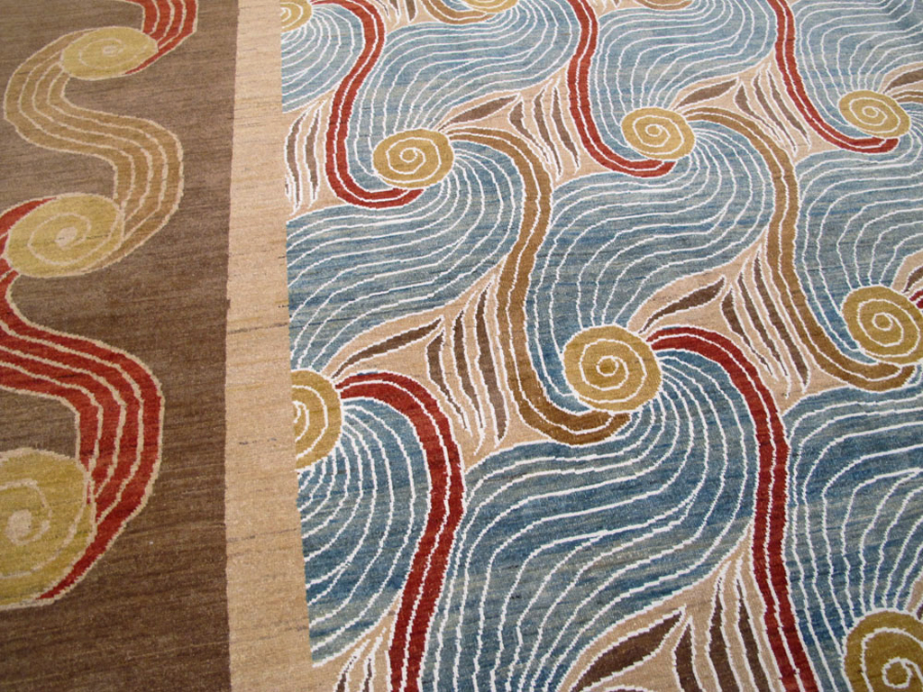 Modern Persian Tabriz Room Size Carpet, No.17161 - Staging