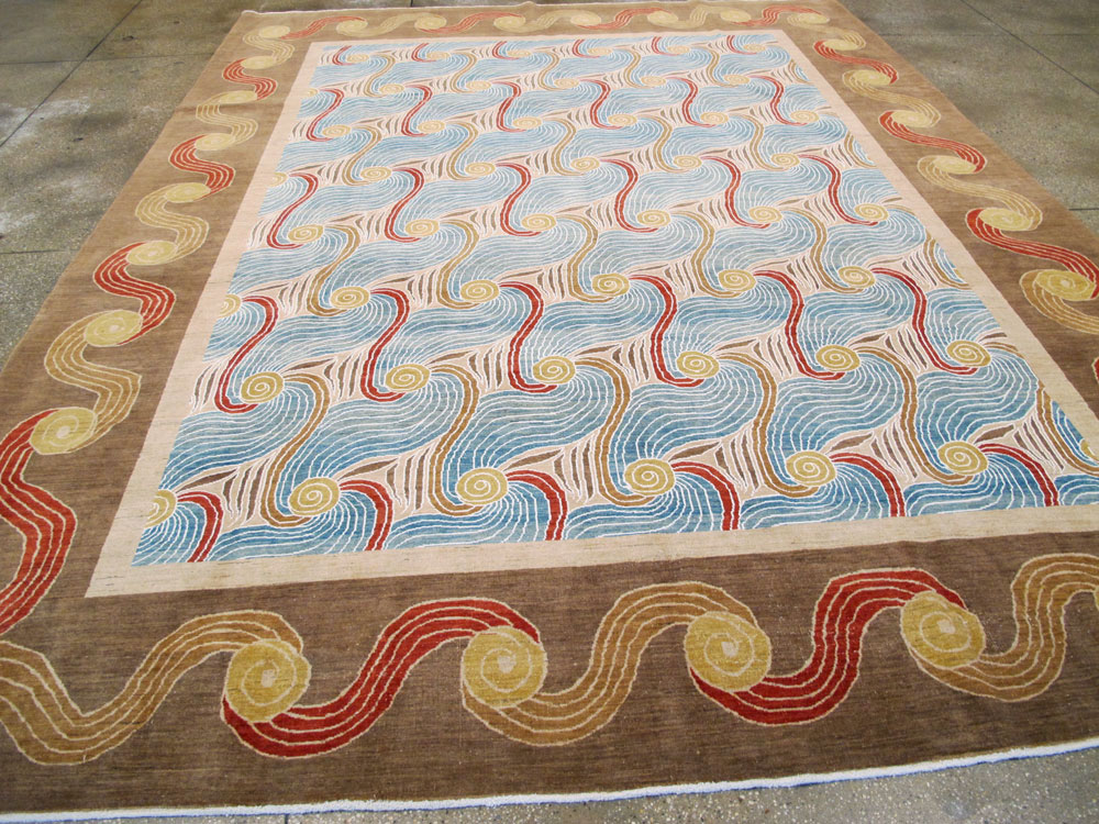 Modern Persian Tabriz Room Size Carpet, No.17161 - Staging