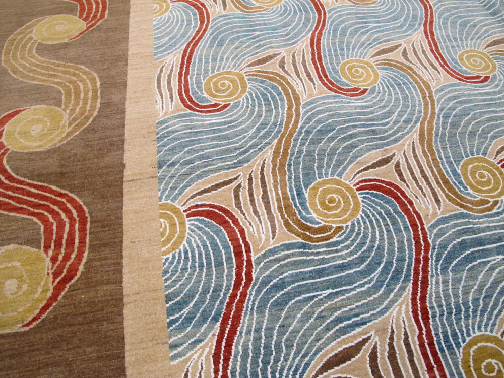 Modern Persian Tabriz Room Size Carpet, No.17161 - Staging