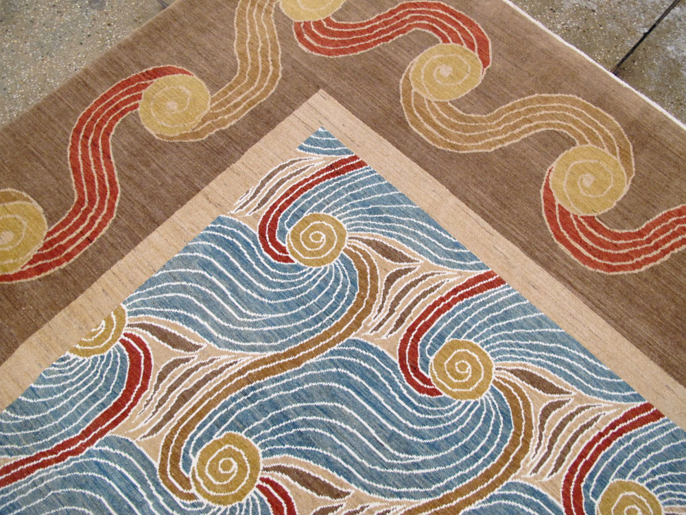 Modern Persian Tabriz Room Size Carpet, No.17161 - Staging