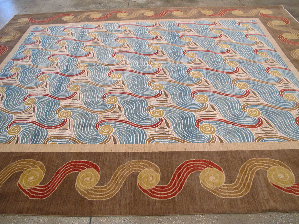Modern Persian Tabriz Room Size Carpet, No.17161 - Staging