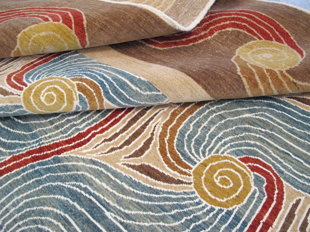 Modern Persian Tabriz Room Size Carpet, No.17161 - Staging