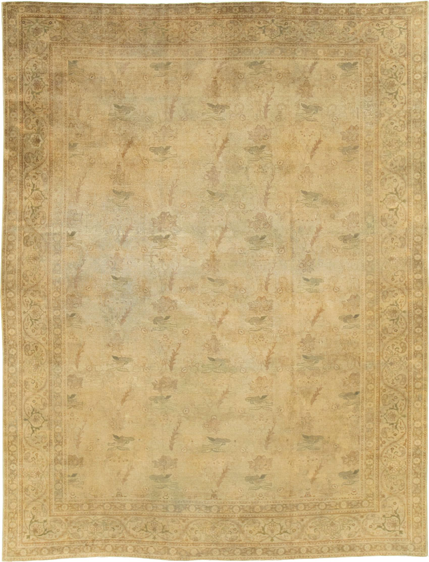 Antique Persian Tabriz Room Size Carpet, No.17181 - Staging