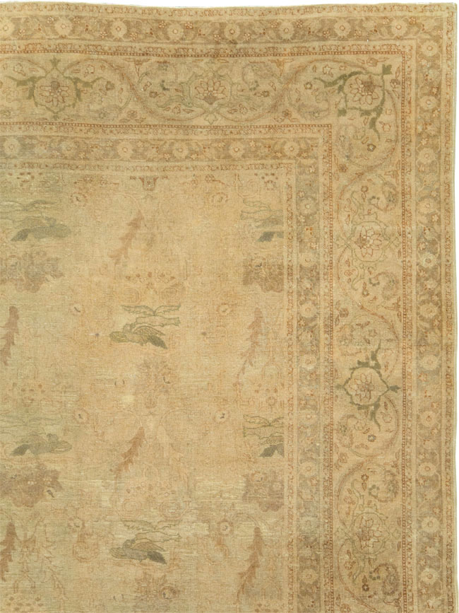 Antique Persian Tabriz Room Size Carpet, No.17181 - Staging