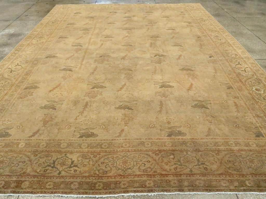 Antique Persian Tabriz Room Size Carpet, No.17181 - Staging