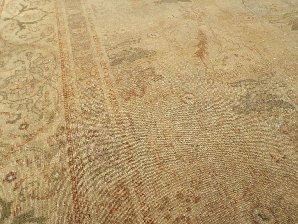 Antique Persian Tabriz Room Size Carpet, No.17181 - Staging