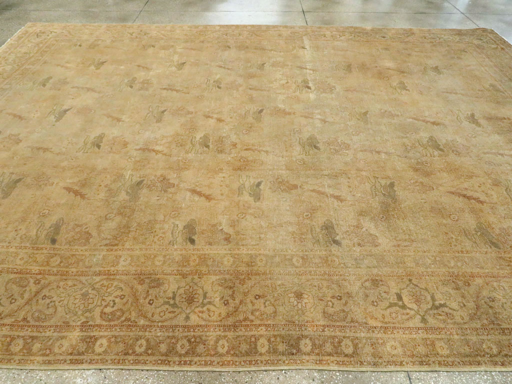 Antique Persian Tabriz Room Size Carpet, No.17181 - Staging