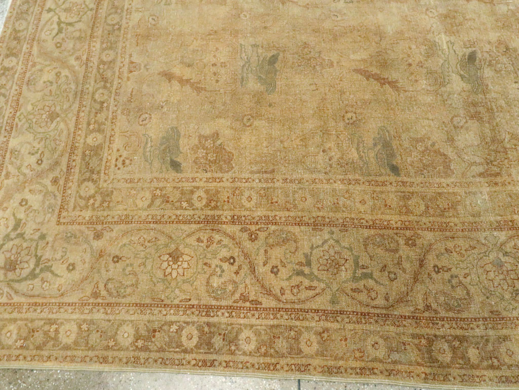 Antique Persian Tabriz Room Size Carpet, No.17181 - Staging