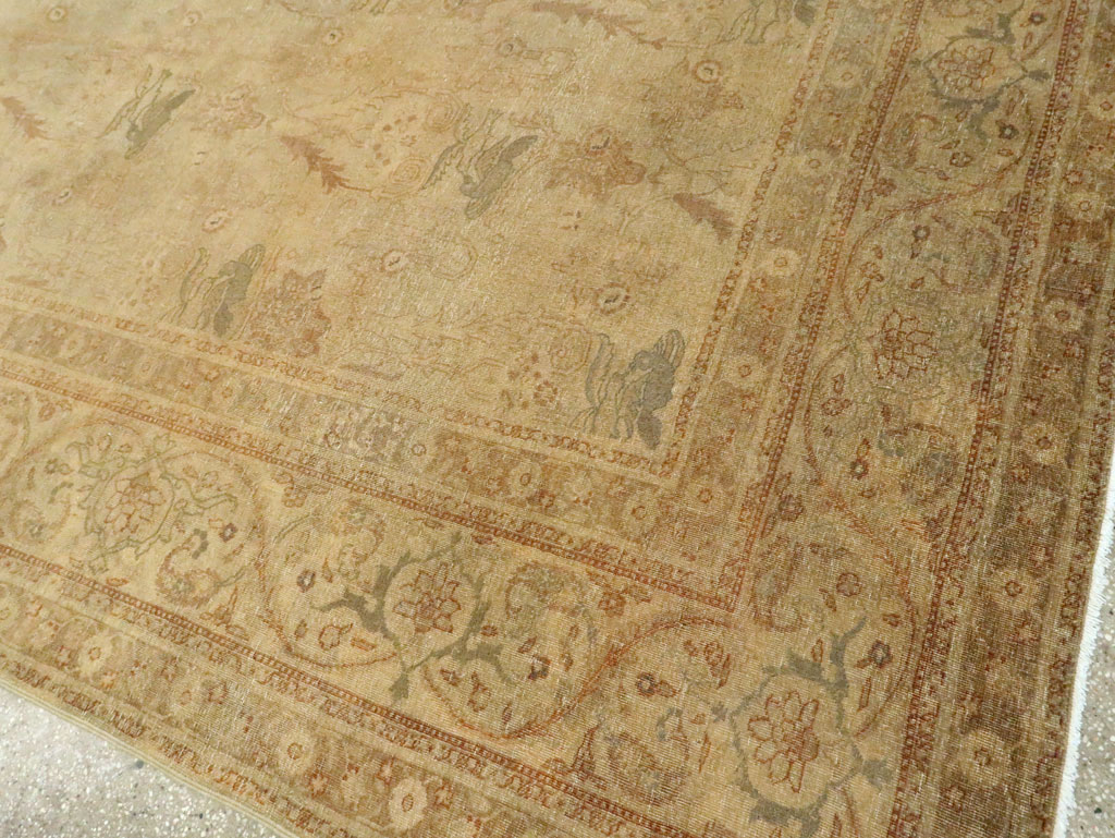 Antique Persian Tabriz Room Size Carpet, No.17181 - Staging