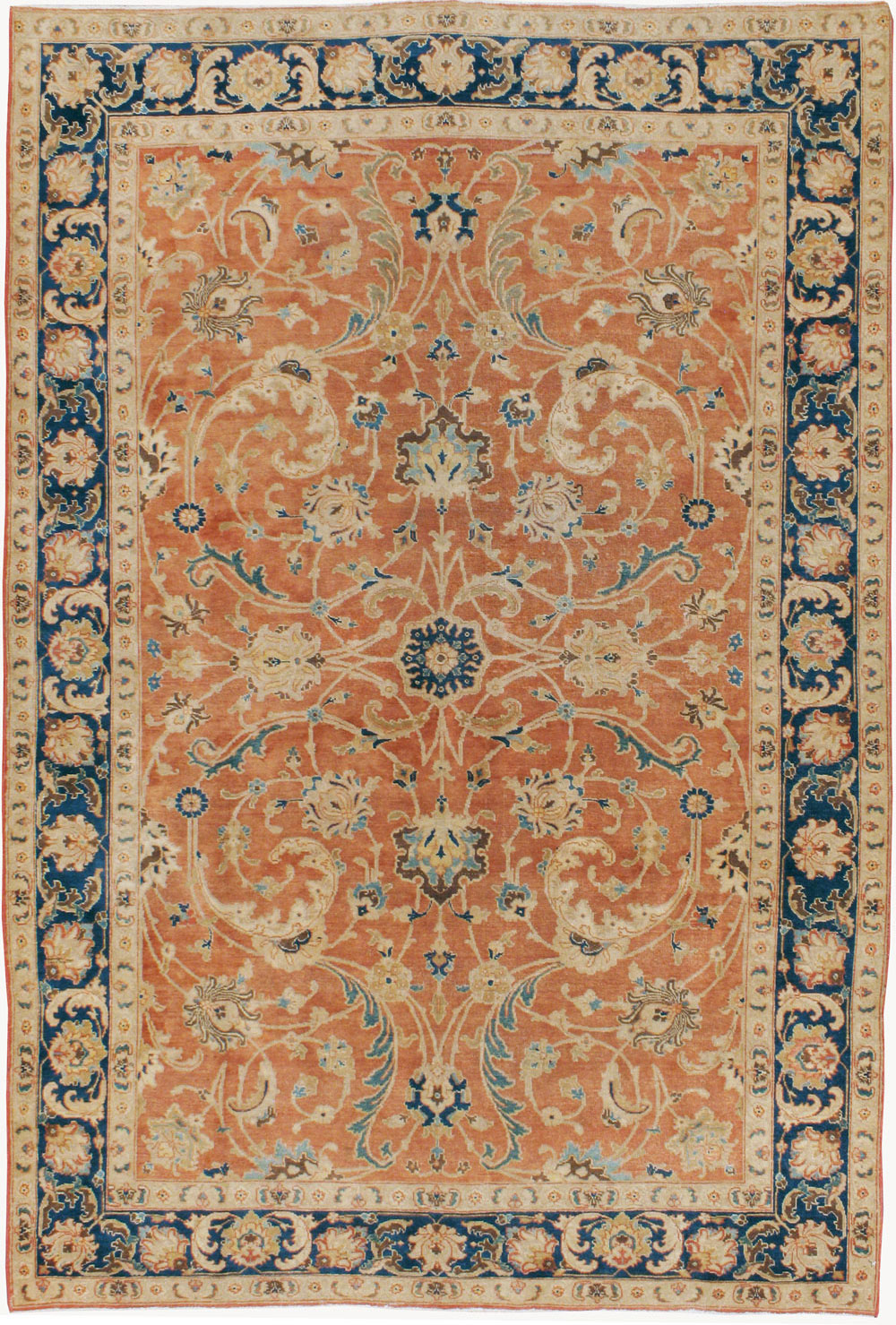 Antique Persian Tabriz Accent Carpet, No.17212 - Staging