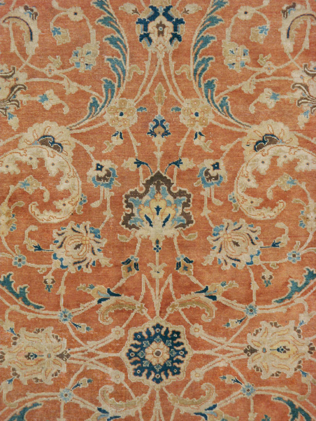 Antique Persian Tabriz Accent Carpet, No.17212 - Staging