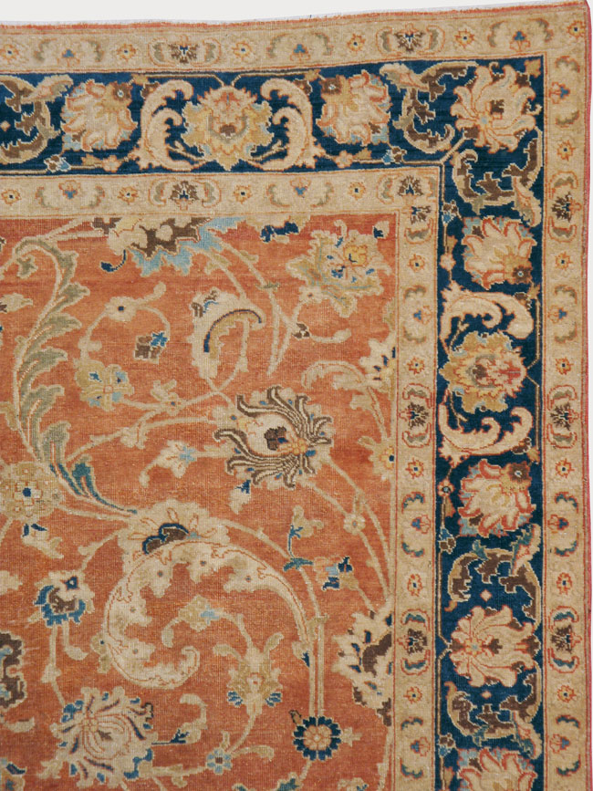 Antique Persian Tabriz Accent Carpet, No.17212 - Staging