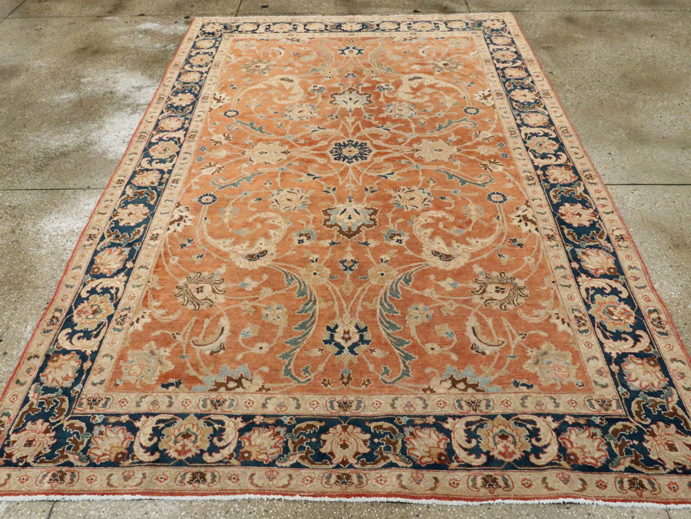 Antique Persian Tabriz Accent Carpet, No.17212 - Staging