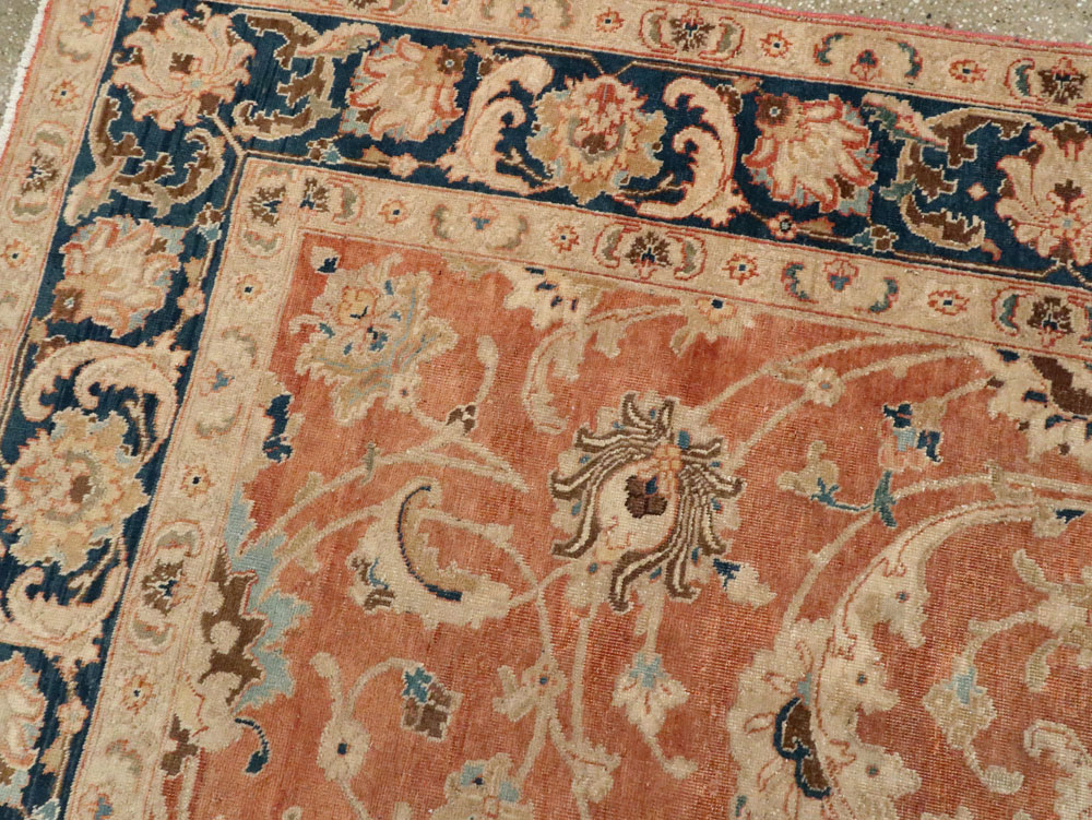 Antique Persian Tabriz Accent Carpet, No.17212 - Staging