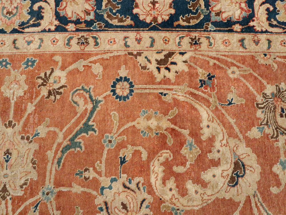 Antique Persian Tabriz Accent Carpet, No.17212 - Staging