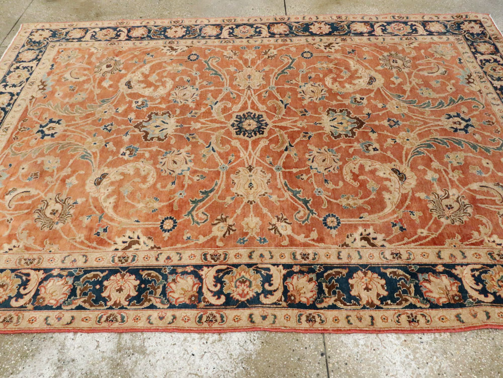 Antique Persian Tabriz Accent Carpet, No.17212 - Staging