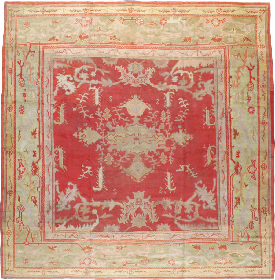 Antique Turkish Oushak Square Carpet, No.17245 - Staging
