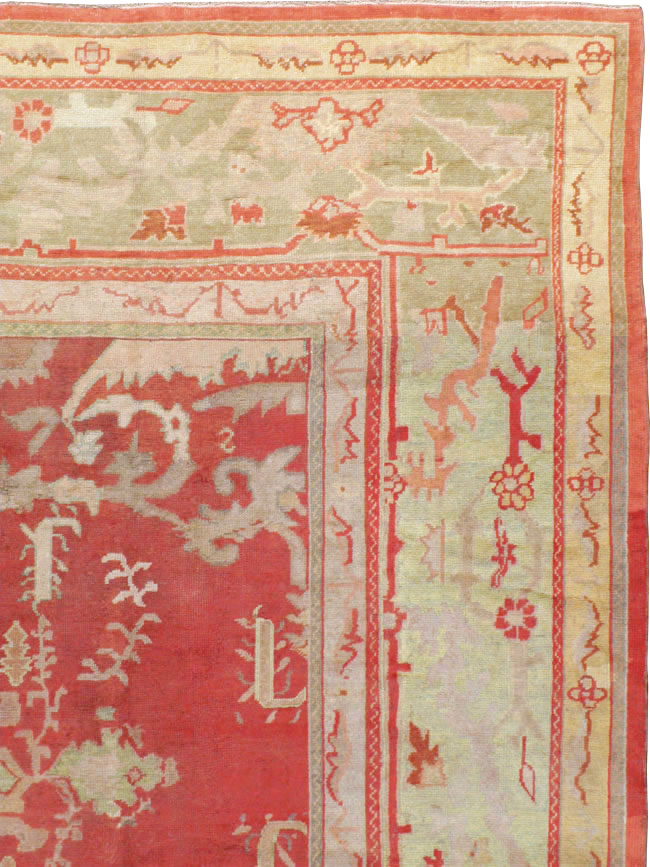 Antique Turkish Oushak Square Carpet, No.17245 - Staging