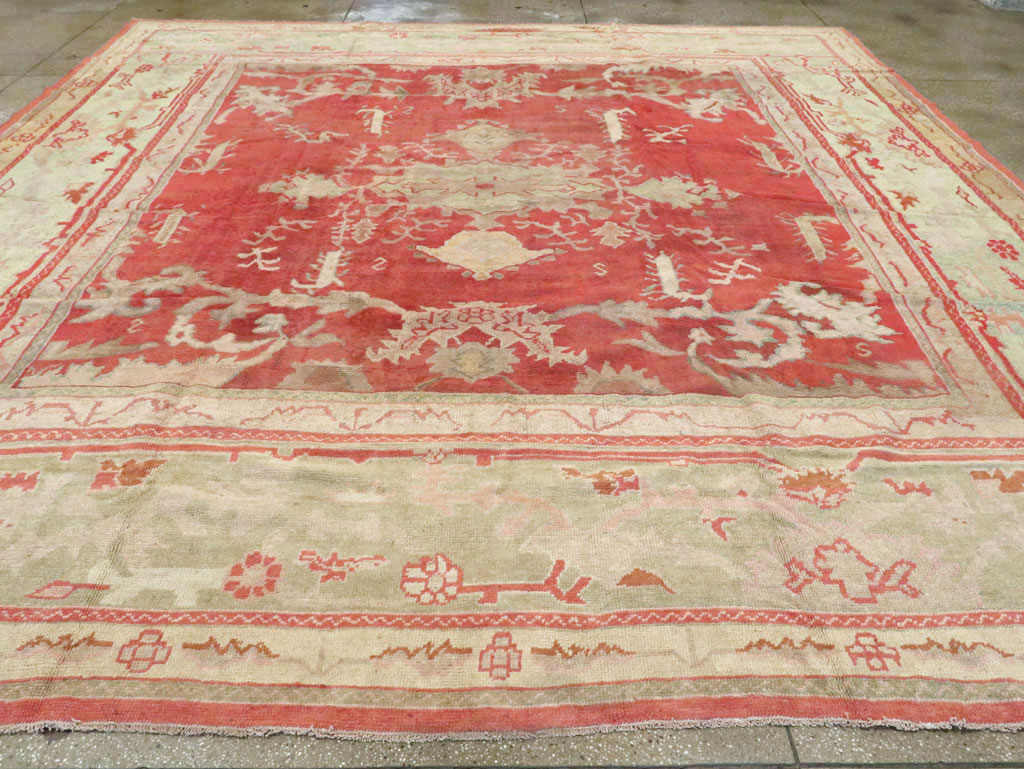 Antique Turkish Oushak Square Carpet, No.17245 - Staging