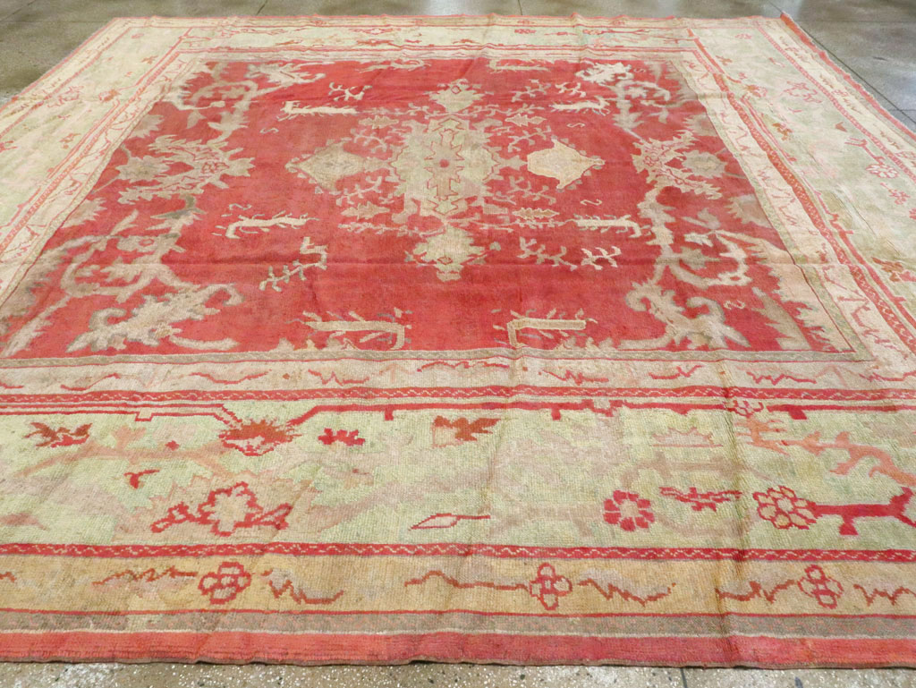 Antique Turkish Oushak Square Carpet, No.17245 - Staging