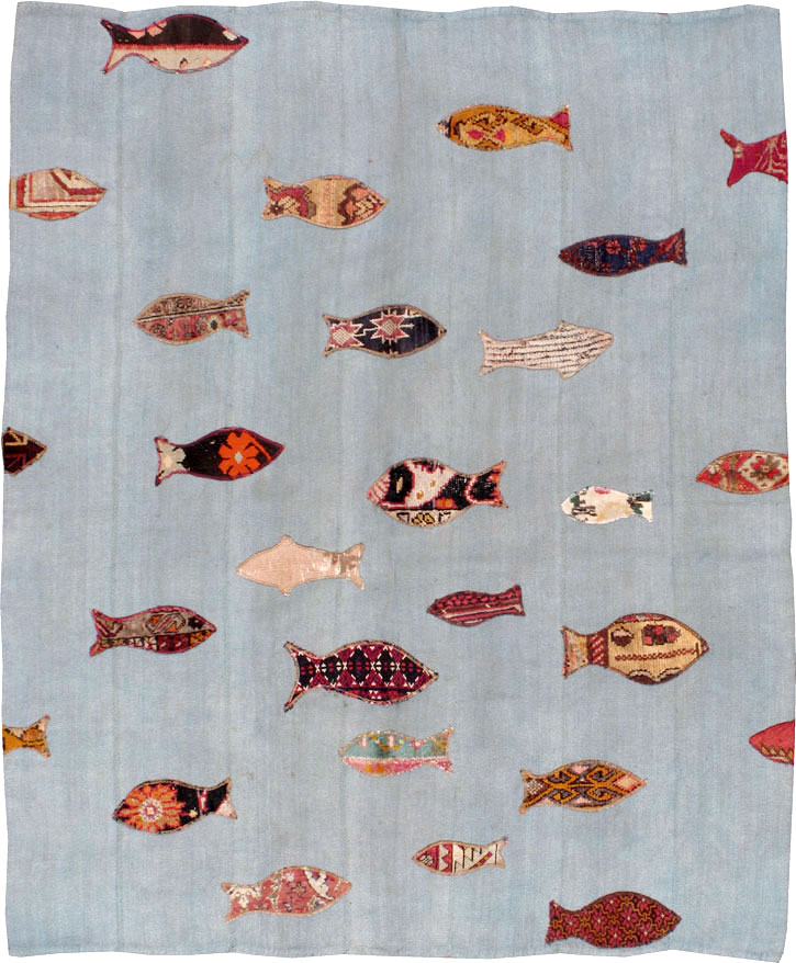 Contemporary Turkish Kilim Accent Rug, No.17367 - Staging