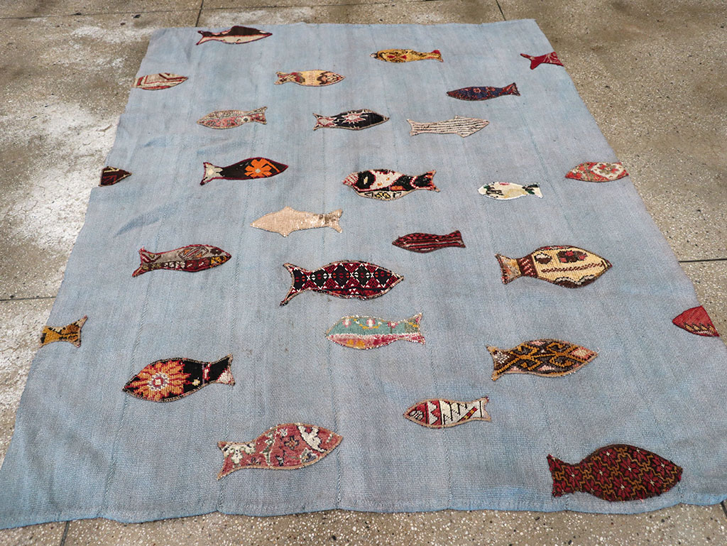 Contemporary Turkish Kilim Accent Rug, No.17367 - Staging