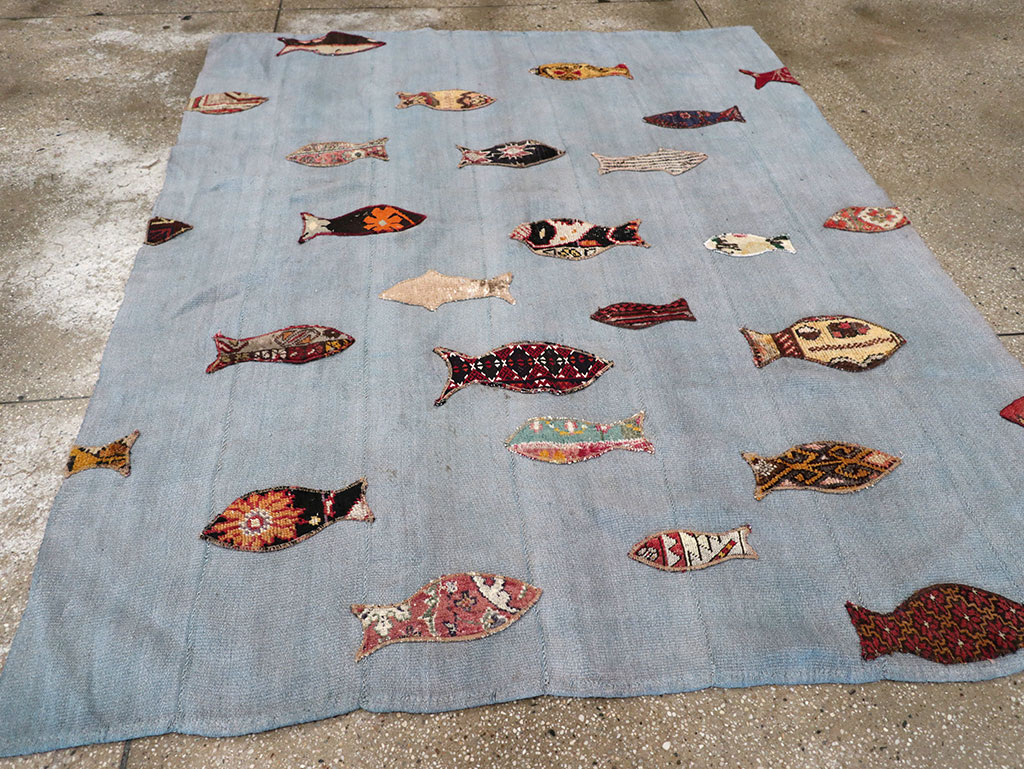 Contemporary Turkish Kilim Accent Rug, No.17367 - Staging