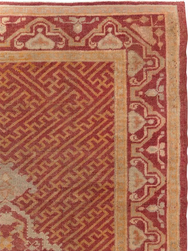 Antique Turkish Oushak Accent Rug, No.17396 - Staging