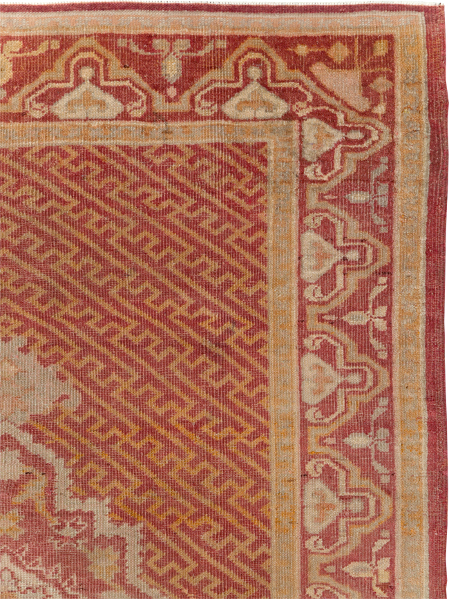 Antique Turkish Oushak Accent Rug, No.17396 - Staging