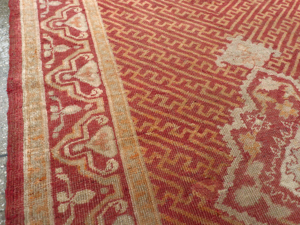 Antique Turkish Oushak Accent Rug, No.17396 - Staging
