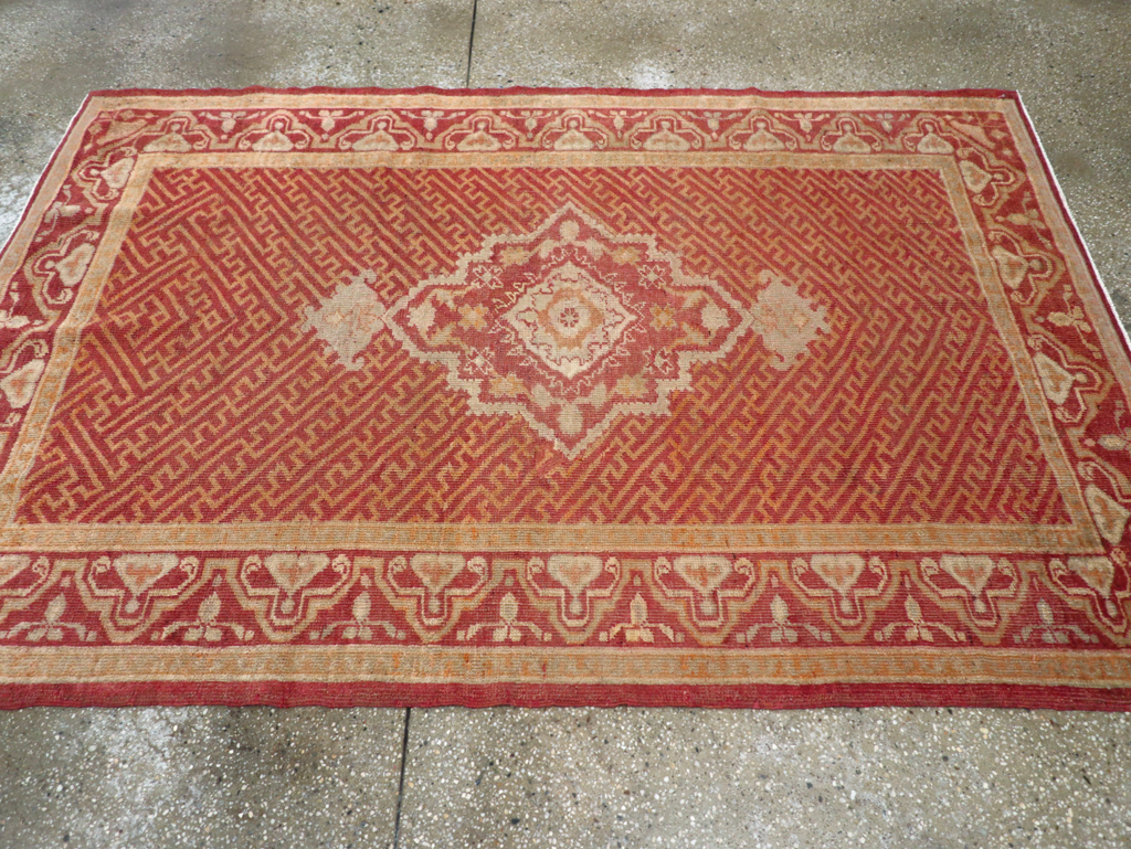 Antique Turkish Oushak Accent Rug, No.17396 - Staging