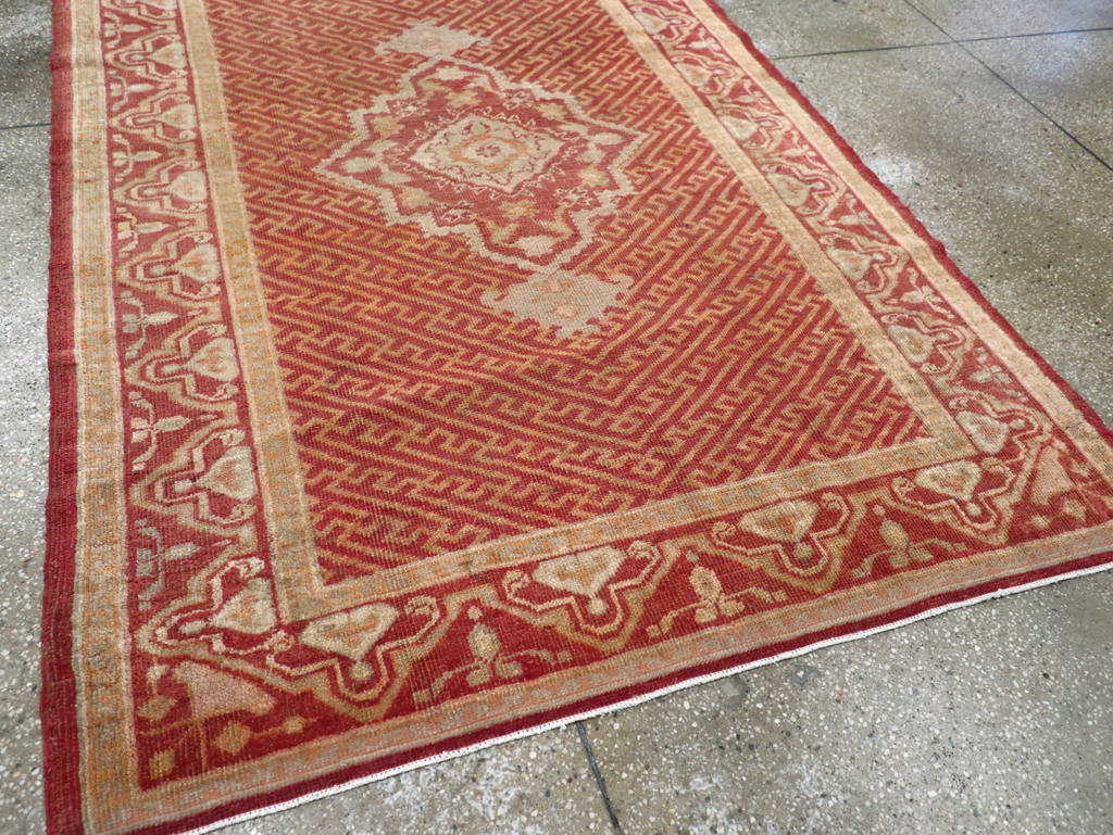 Antique Turkish Oushak Accent Rug, No.17396 - Staging